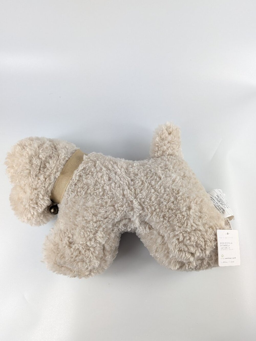 Pottery Barn Dog Doodle with Bell Faux Fur Pillow Neutral Original Tags Attached